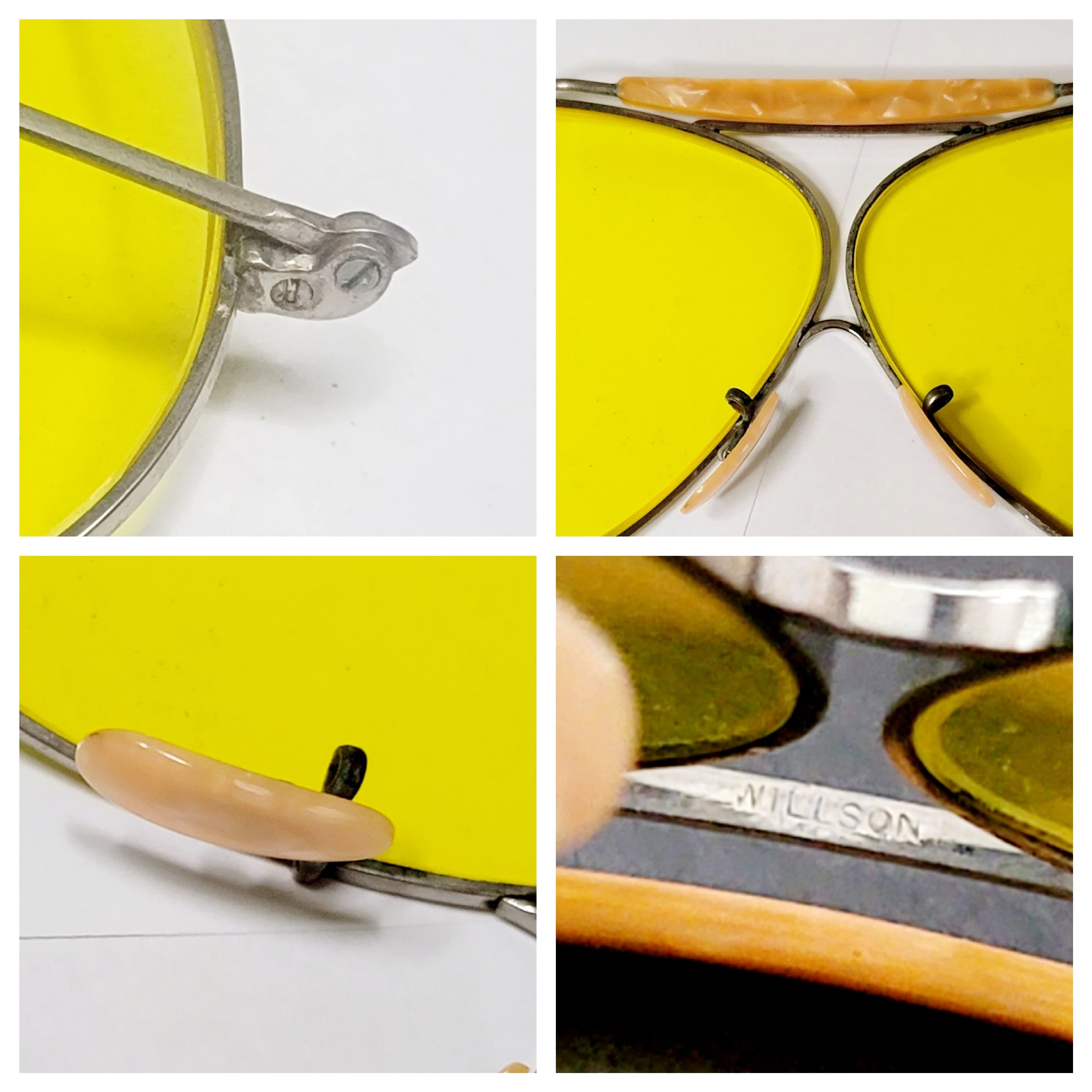 Vintage 60s Mod USA Made Willson Yellow Sunglasses Vtg WILLSON GOGGLES Amber Yellow Glasses Clear Lens Foldable  main image 2
