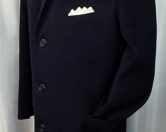 Vintage 1951 US Air Force Wool Overcoat - Mens Blue Deck Coat (37