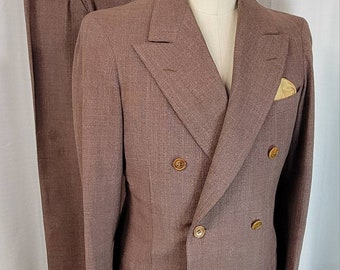 Vintage ~ Mens ~ Dated 1936 ~ Brown ~ Prince of Wales ~ Glenplaid ~ Three Piece ~ Collegiate ~ Suit ~ L@@k!!!