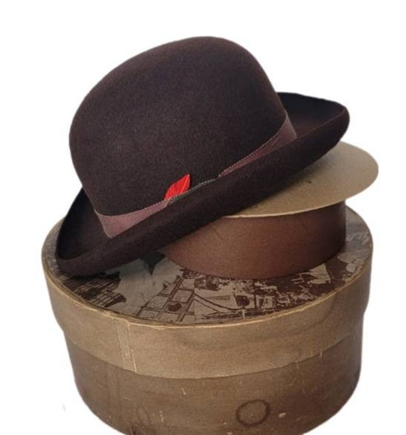 Vintage ~ Brown ~ Derby ~ Hat ~ Souvenir ~ Salesm… - image 6