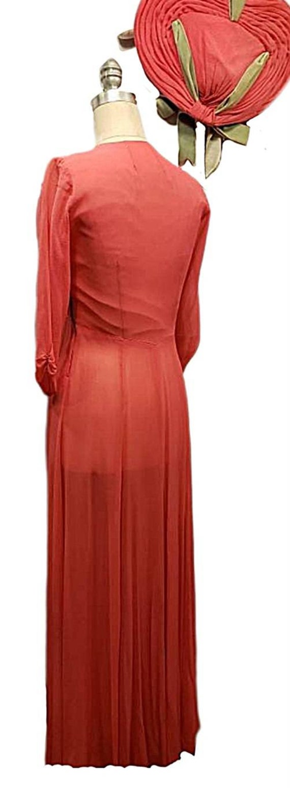 Beautiful ~ Pink ~ Dress ~ Matching Hat! ~ 1930's… - image 7