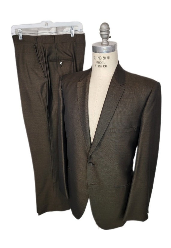 Mens ~ Vintage ~ Brown ~ Copper ~ Sharkskin ~ Suit