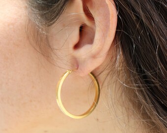 Ladies 10k White Gold Polished Endless Hollow Tube Hoop Earrings 20mm x 1.2mm 