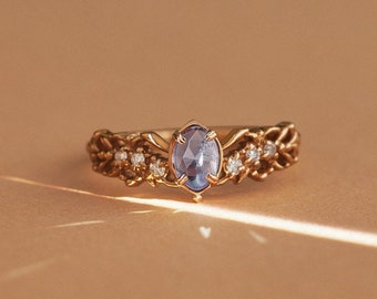 Albert Iolite Gemstone Gold Vermeil Ring, Dainty Stacking Ring, Celestial Jewelry Gift for Her