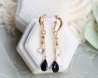 Natasha Blue Sandstone Gold Hoop Dangle Boucles d’oreilles, Cerceaux d’or interchangeables, Boucles d’oreilles Boho Cadeau pour elle