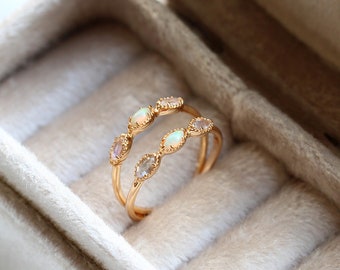 Chloe Opal and Labradorite Ring
