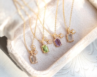 Aster Star Gold Vermeil Necklace, Available in Amethyst, Clear Quartz, Labradorite or Peridot, Celestial Christmas Gift for Her