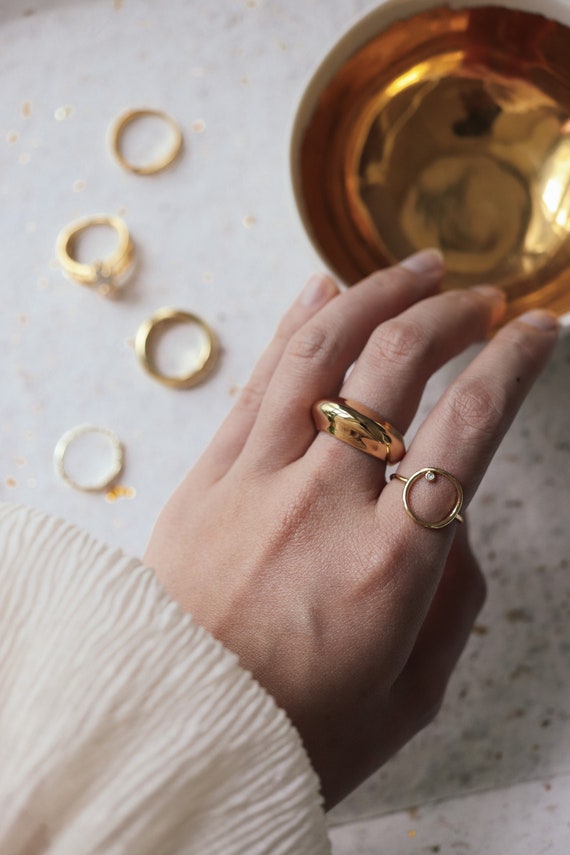Paloma Gold Dome Ring, 18K Gold Filled Chunky Dome Ring - Etsy