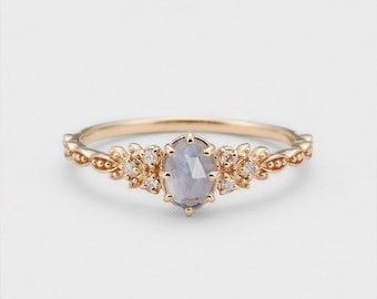 Victoria Iolite Gemstone Gold Vermeil Ring, Celestial Ring Gift for Her