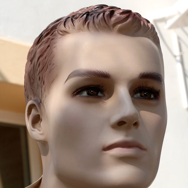 Instant Photo Download, male mannequin head, good looking, fashion, display dummy, DIY print, Ibiza Spain.Fine Art