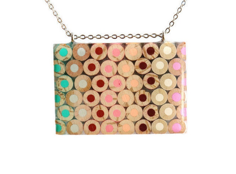 pencils and resin Colored pencils recycled into a large colored pendant
