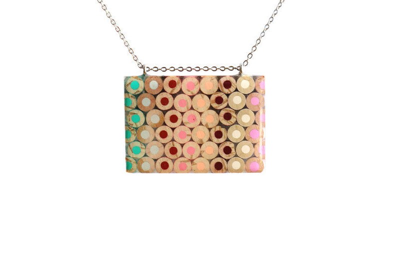 pencils and resin Colored pencils recycled into a large colored pendant