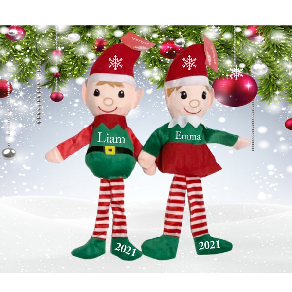 Elfo de Navidad personalizado, Felpa de elfos, Relleno de medias navideñas, Elfos personalizados para niños y niñas, Ayudante de Papá Noel 2022, Regalo de Navidad