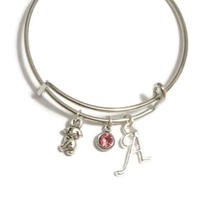 Bracelet de charme personnalisé CHIEN-Bracelet de bracelet pour enfants-Bracelet de charme pour femmes-Bracelet de charme initial-Bangle de pierre de naissance pour animal de compagnie-Bracelet de charme personnalisé-Bracelet de charme pour chiot