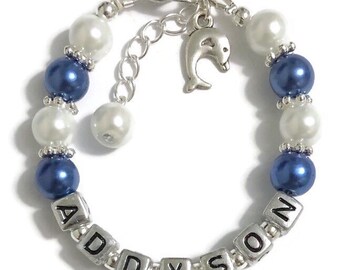 Pulsera personalizada DOLPHIN Charm Girl's Bracelet-Fish Bracelet-Nautical Theme Bracelet-Ocean Bracelet-Under The Sea Party Favors