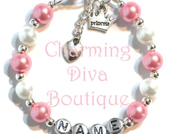 Personalized Bracelet PRINCESS Crown Charm For Girls/Kids/Baby/Newborn/Children/Ladies/Teen/Women Hand Made