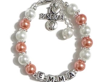 Ich liebe Baseball Charme Armband-Personalisierte Armband-Baseball Schmuck-Baseball Spieler Geschenk-Sport Team Armband-Geschenk Für Sie/Kinder/Teenager/Mädchen