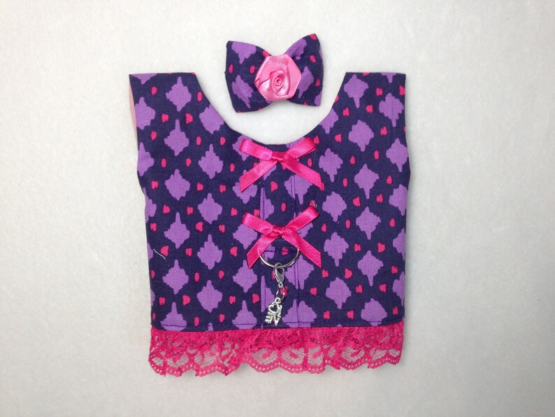Carnation Blue Lattice Beige XS-M Harness Vest Charm Dog Yorkie Maltese Shih Tzu