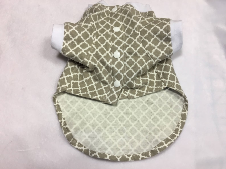 Dog Pet Rabbit Cat Pig Gray and White Quatrefoil XS-M Flannel Pajamas PJ/'s Night Shirt Pomeranian Chihuahua Maltese Shih Tzu