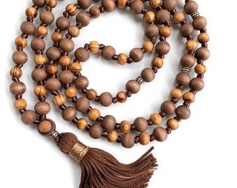 Handmala Mala aus RosenHolz aus Nepal Buddhistische Gebetskette Quaste Mala NEU