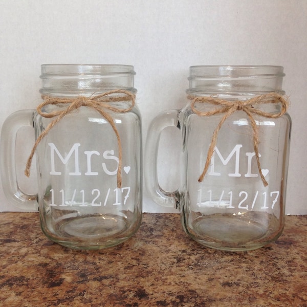Mr and Mrs Mason Jar Etsy