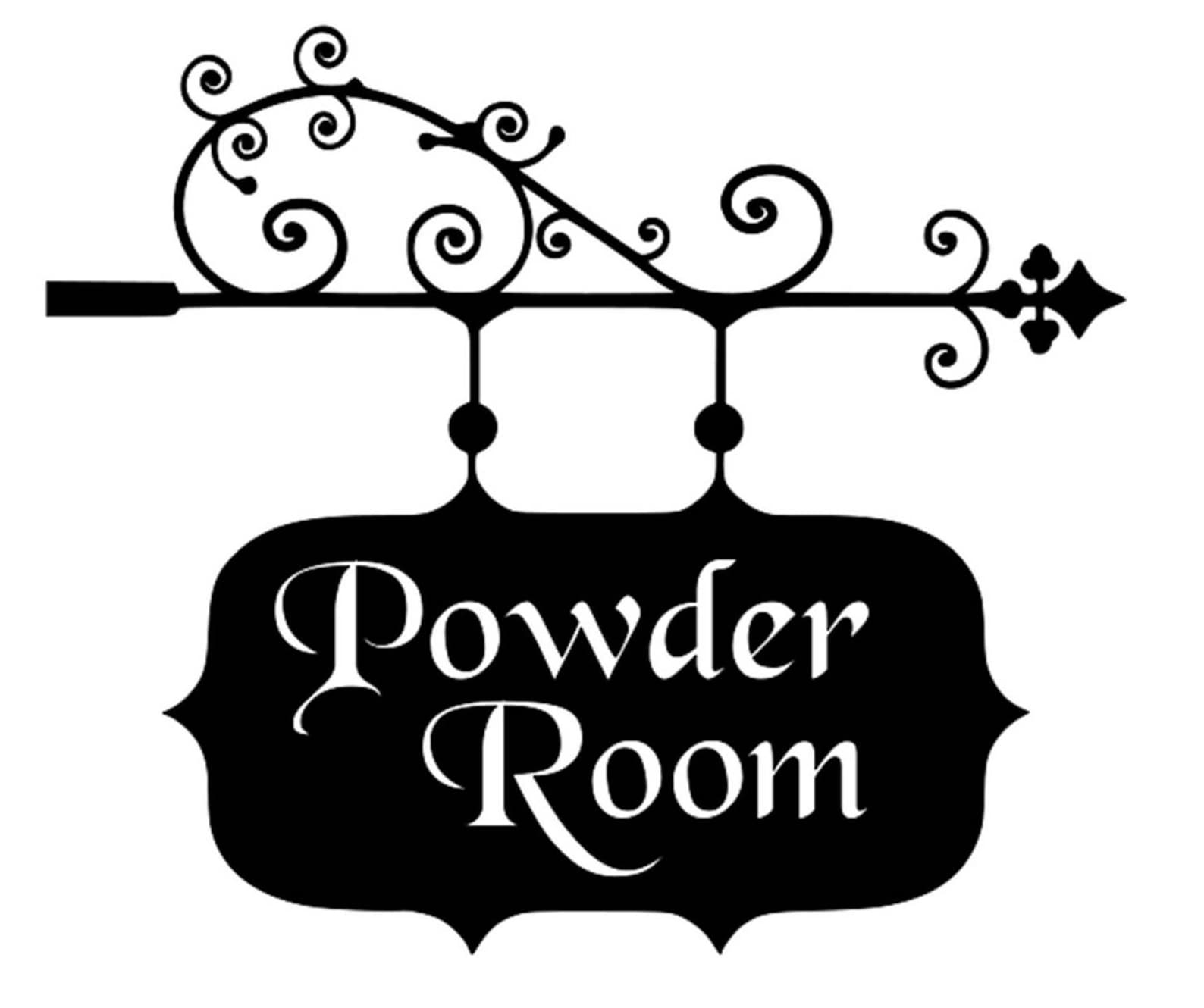 Scroll Powder Room Sign Home Office Vinyl Wall Door Art Decal Etsy