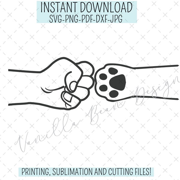 paw svg | fistbump and paw svg | fistbump and paw png | hand and paw svg | dog svg | dog paw and hand svg | fist bump and paw cut file