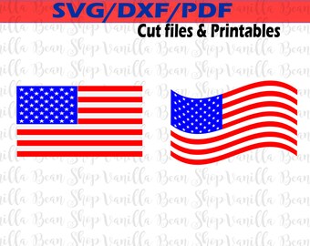 May include: Two digital cut files of the American flag. One is a standard rectangular flag, the other is a waving flag.
