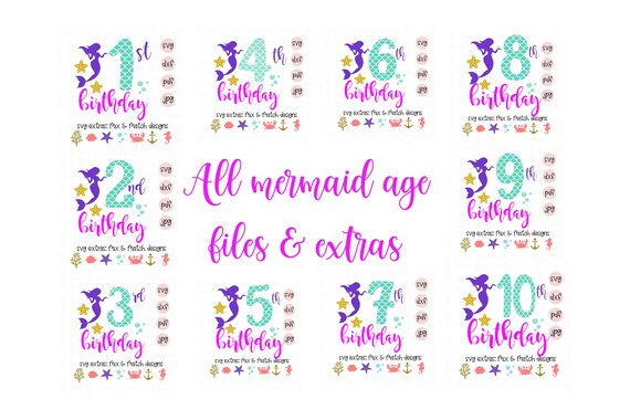 Download Clip Art Art Collectibles Happy Birthday Mermaid Numbers Svg Mermaid Birthday Numbers Commercial Use Fourth Birthday Sph 190 4 Mermaid Numbers Monogram Svg