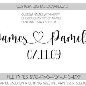 custom names svg | couple names with heart svg | wedding gift svg | anniversary svg | custom names with heart | custom name svg-png-pdf-jpg