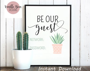 Printable Wifi Sign Be Our Guest - Etsy