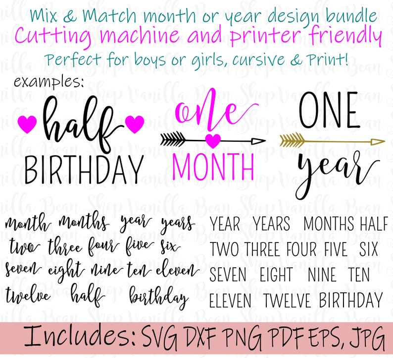 Download Monthly onesies svg birthday year bundle svg year or month | Etsy
