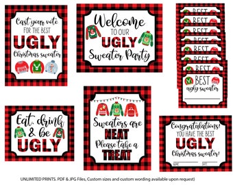 ugly sweater party voting || ugly christmas sweater party printables | tacky christmas sweater party | printable ugly sweater party sign |