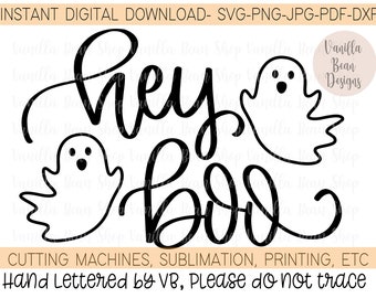 Hey boo-svg | png | pdf | jpg | dxf Hey jongen gesneden bestand | hey boo cricutbestand | hey boo subliatie | Hey jongen geest SVG | schattige geesten SVG, PNG
