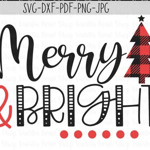 merry & bright svg | merry and bright svg | christmas quote svg | merry and bright plaid svg | plaid christmas svg | merry and bright print