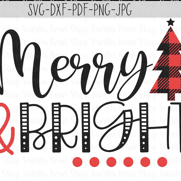 merry & bright svg | merry and bright svg | christmas quote svg | merry and bright plaid svg | plaid christmas svg | merry and bright print