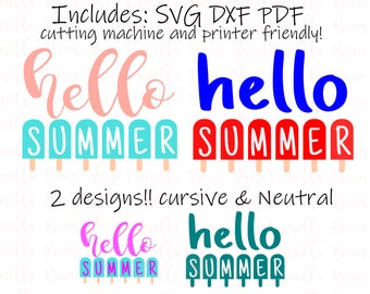 hello summer popsicle svg, popsicle svg, printable iron on, hello summer clipart, popsicle clipart, printable, svg, dxf, pdf, summer svg