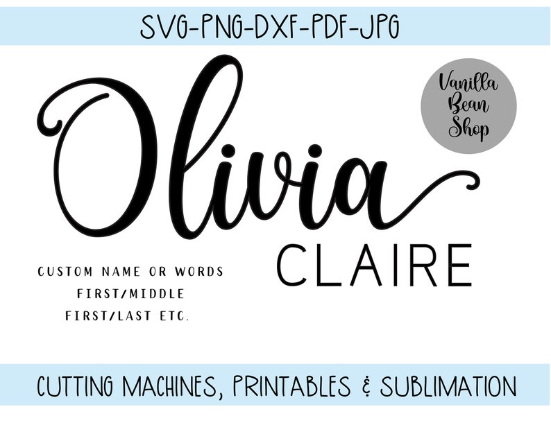 Customised Name Files Custom Name Svg | Custom Name Cut File | Custom Name Calligraphy ...