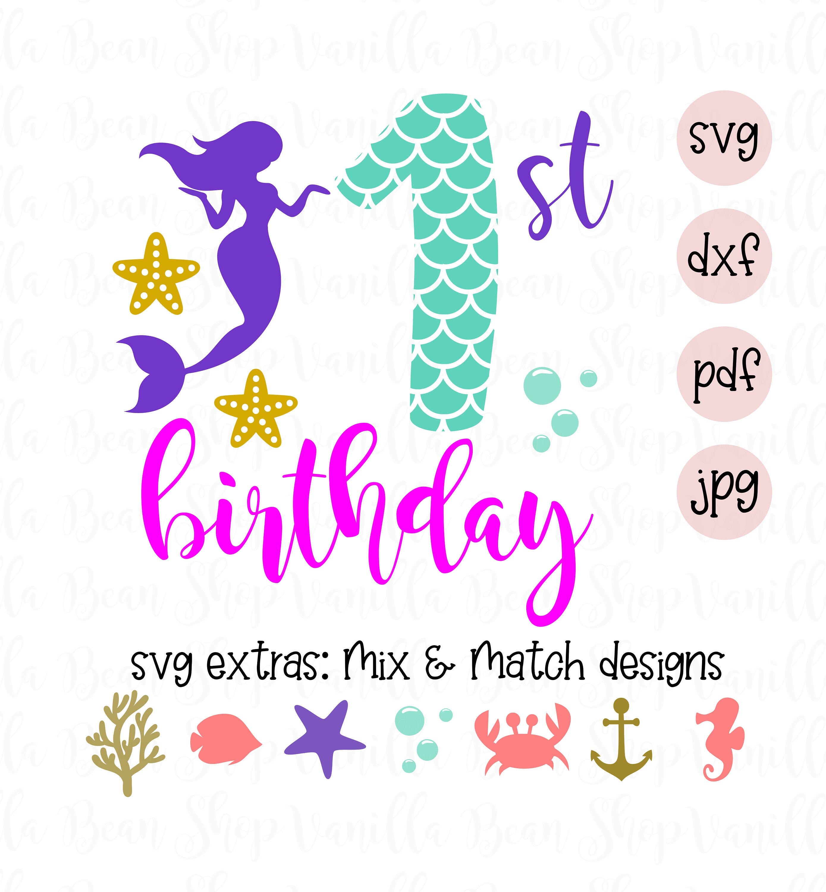 Download Mermaid First Birthday Svg Mermaid 1st Birthday Printable Etsy