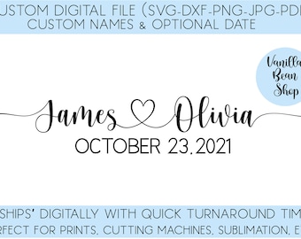 custom names svg | couple names with heart svg | wedding gift svg | anniversary svg | custom names with heart | custom name printable | png