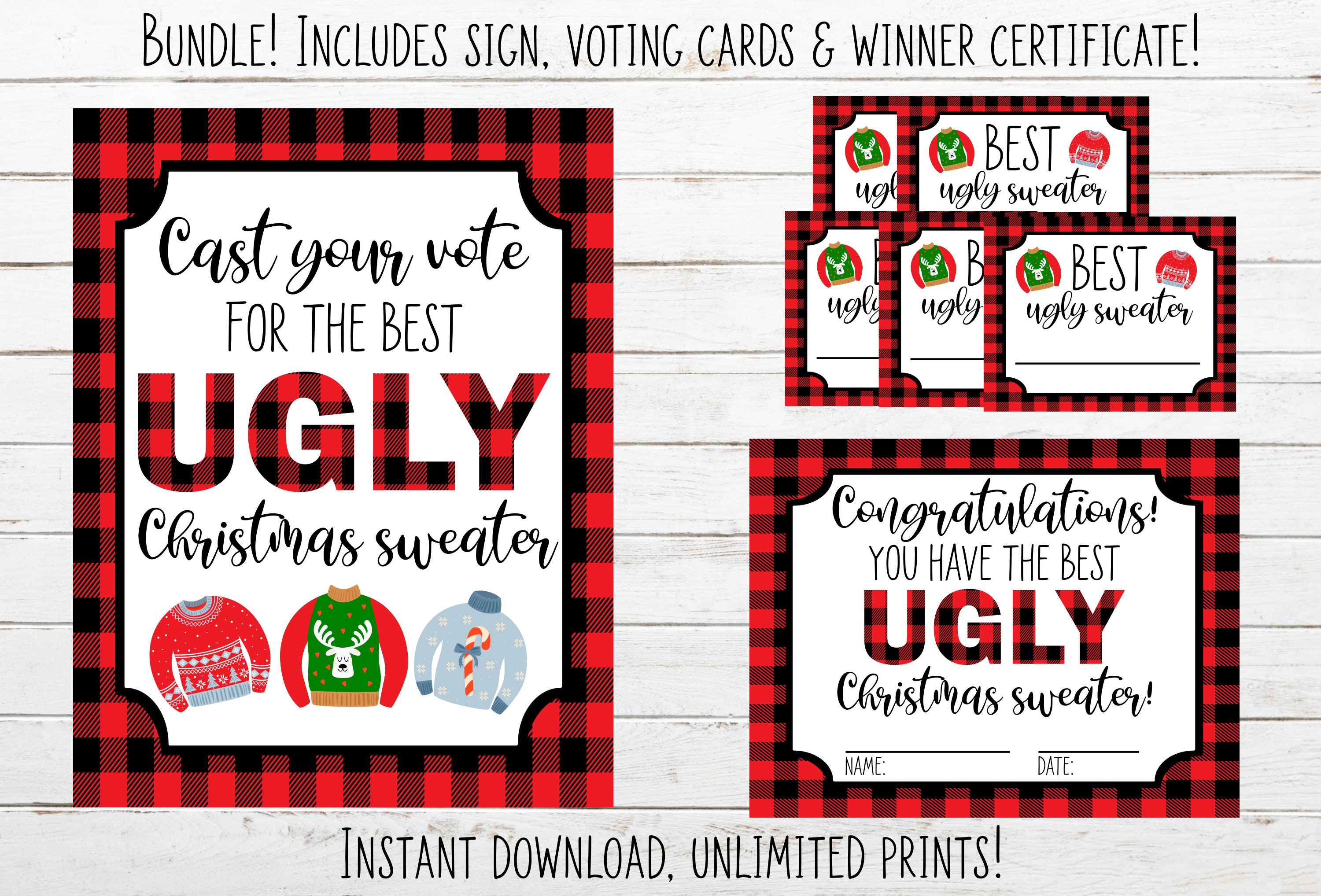 ugly sweater party voting || ugly christmas sweater party