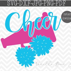 cheer svg | megaphone svg | cheer megaphone pom poms svg | cheerleading svg | cheer cut file