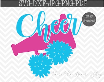 cheer svg / megaphone svg / cheer megaphone pom poms svg / cheerleading svg / cheer cut file