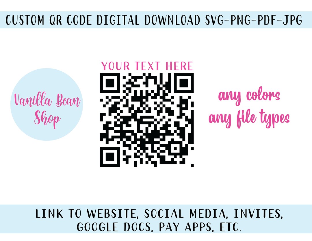 Custom QR Code QR Code Printable Digital QR Code Etsy