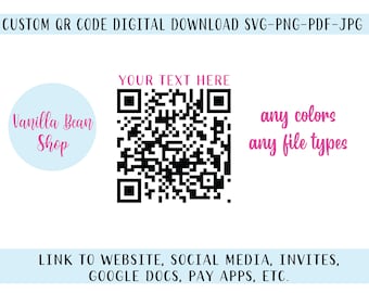 custom QR code, QR code printable, Digital QR code, personalized qr code, qr code file, qr code printable