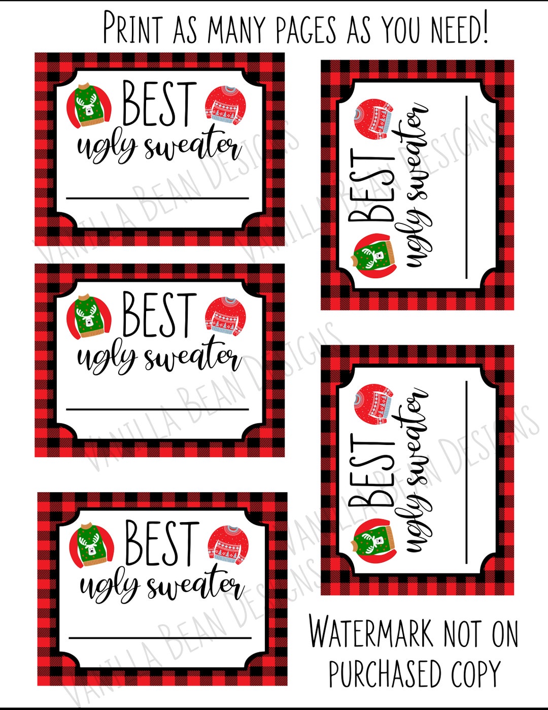 Ugly Sweater Voting Cards | Ugly Christmas Sweater Voting Ballots ...