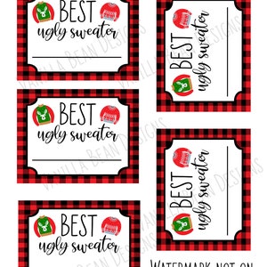 brutto maglione schede di voto brutto maglione di Natale votacarte di voto Carte di voto per maglieri di Natale di cattivo gusto maglione di Natale brutto stampabile