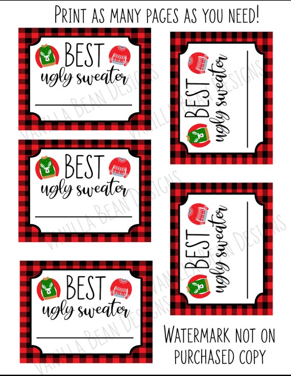 ugly-sweater-voting-cards-ugly-christmas-sweater-voting-etsy