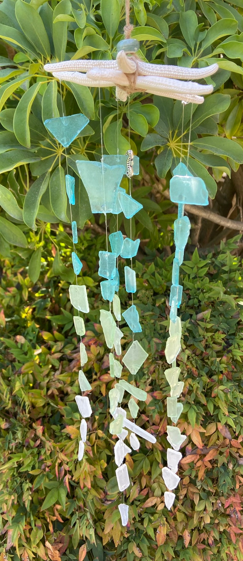 Sea Glass Wind Chime Sun Catcher Windchime With Silver Etsy