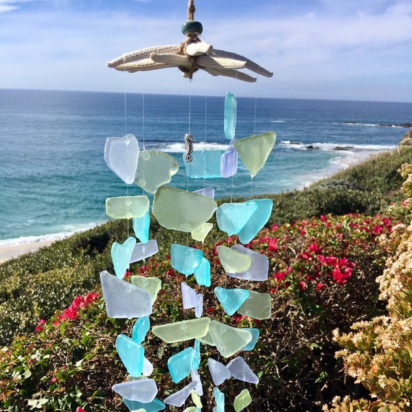 Seashell Windchime, Seaglass windchime, chime, beach decor, glass art